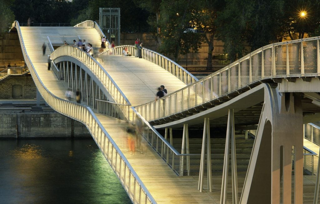 The original Passerelle Simone de Beauvoir bridge in Paris