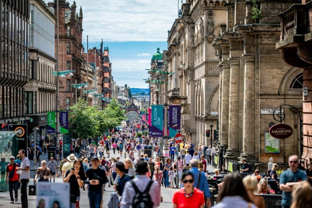 People walking in Buchanan Galleries, Glasgow