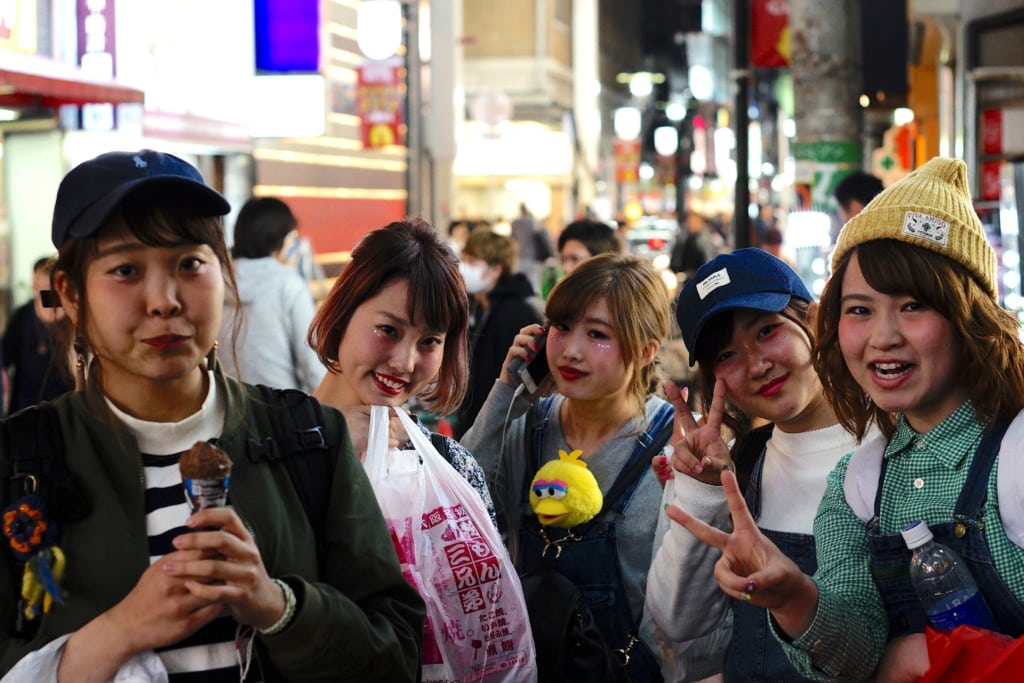 Girls in Osaka at night