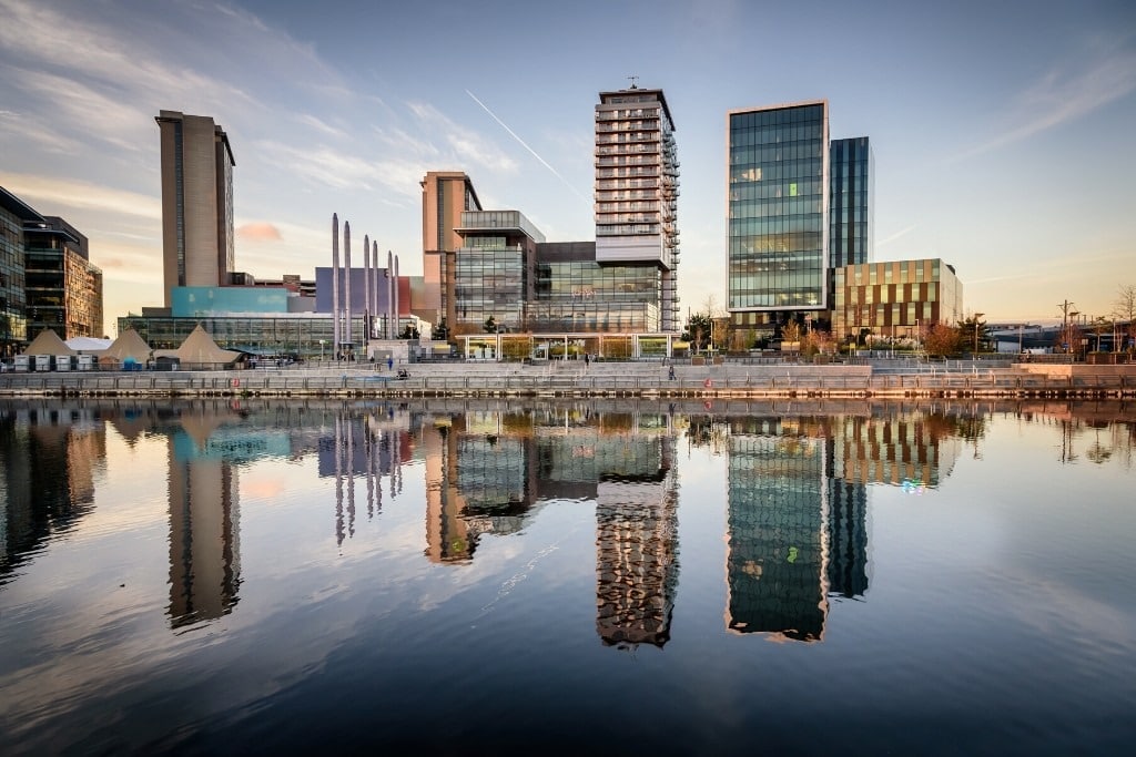 View on the Media City in Salford Quays, Manchester UK