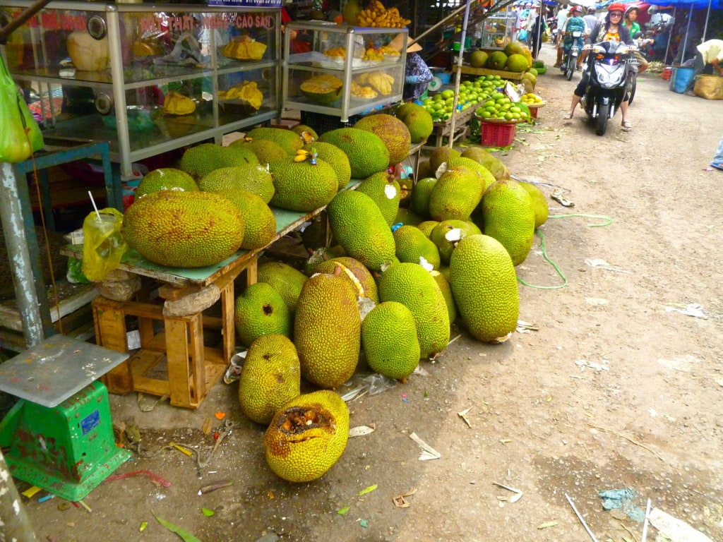 jackfruit on the market counter in Vietnam
