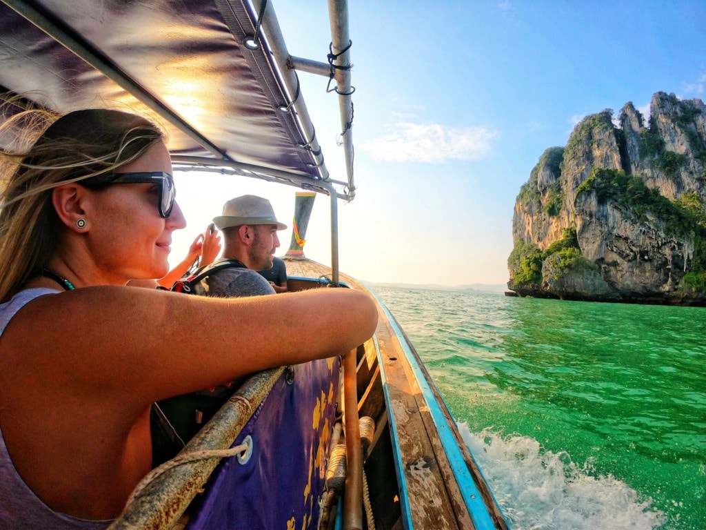 tourist on the boat trip in Krabi