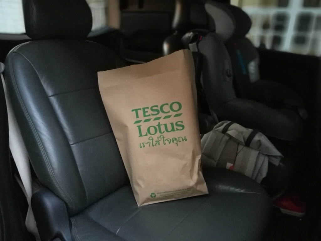Lotus Tesco bag in the car