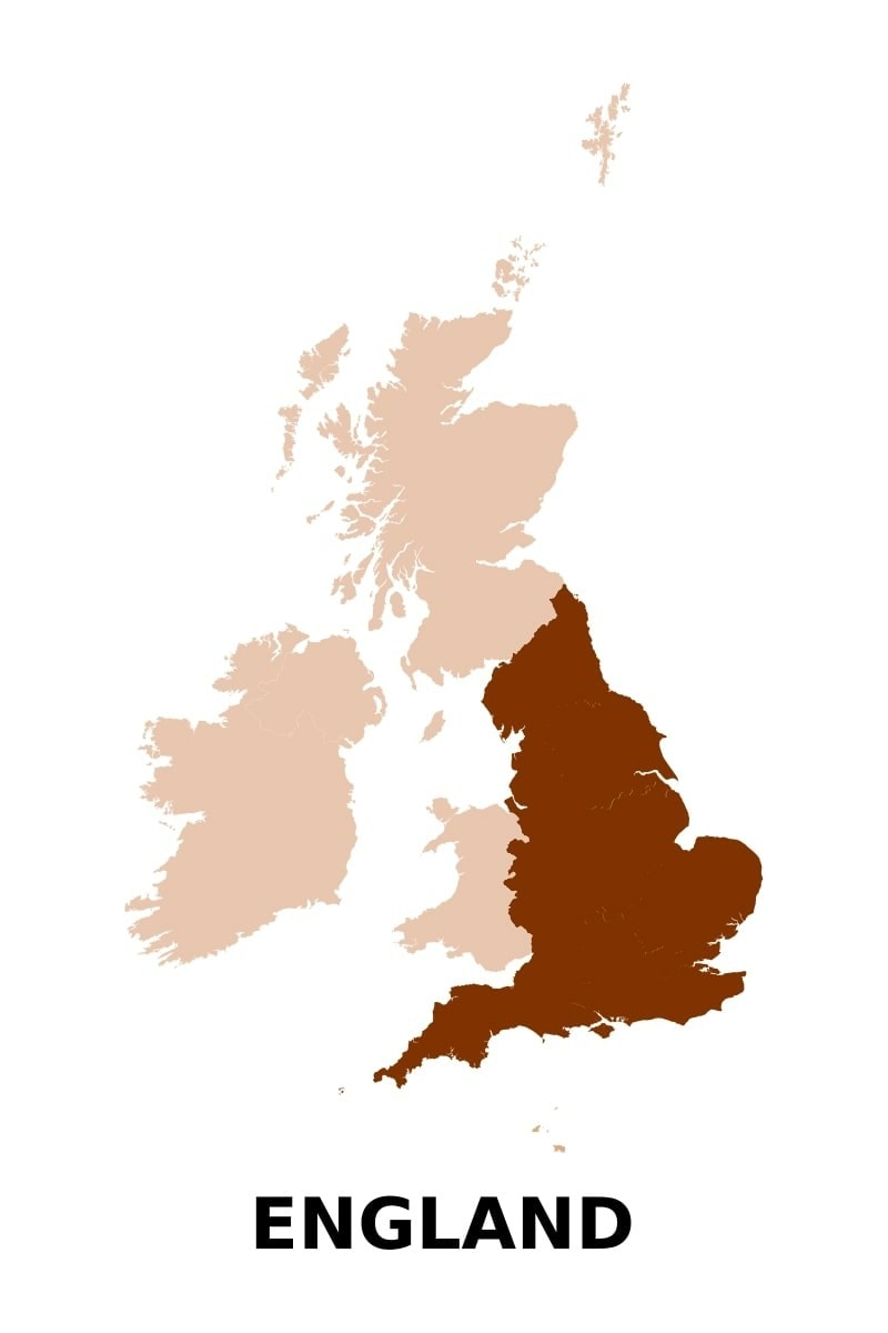 Map of England in the UK