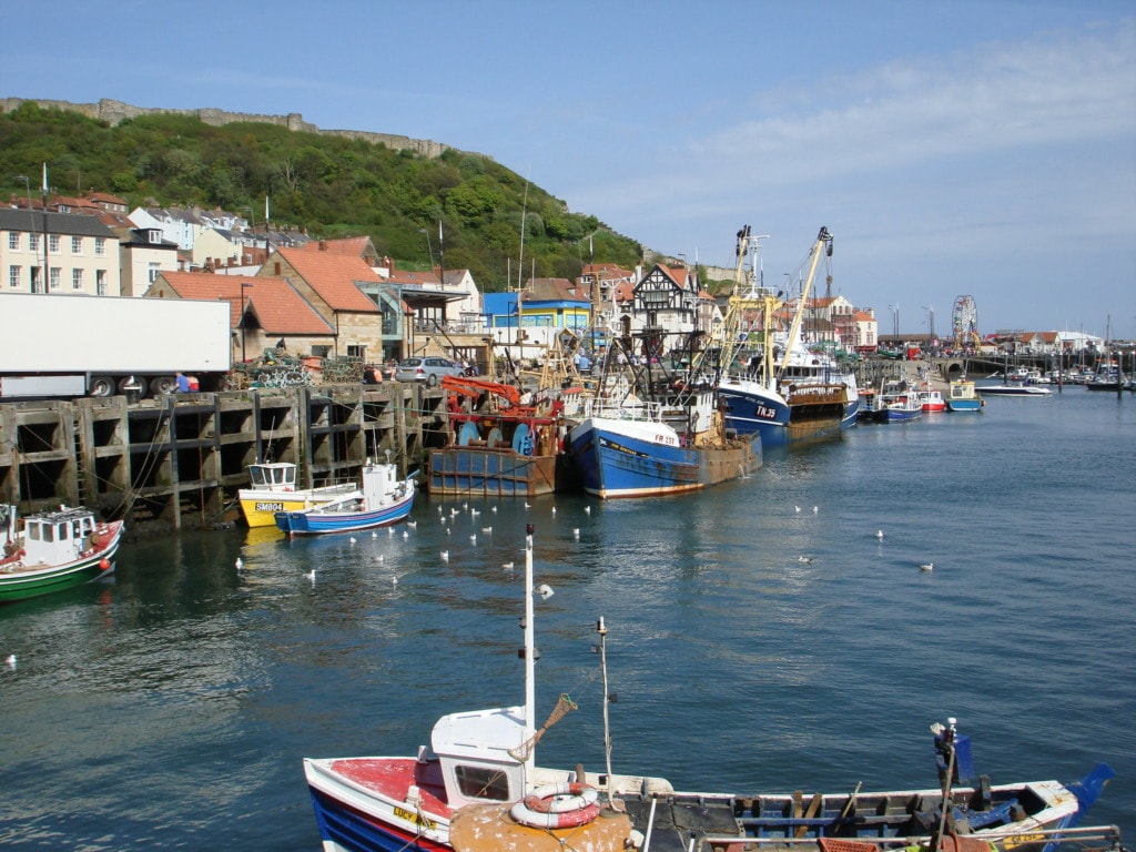 View on Scarborough Harbour in the North of England