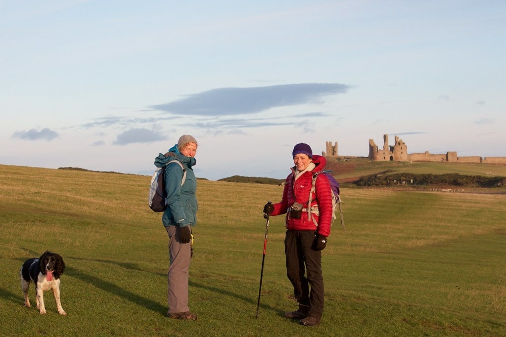 Tourists on Northumberland Coastal Path hike