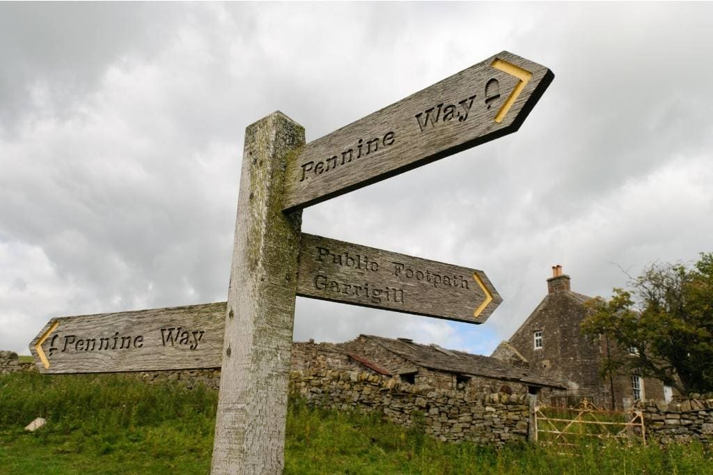 A signpost found on the Pennine Way Footpath, England