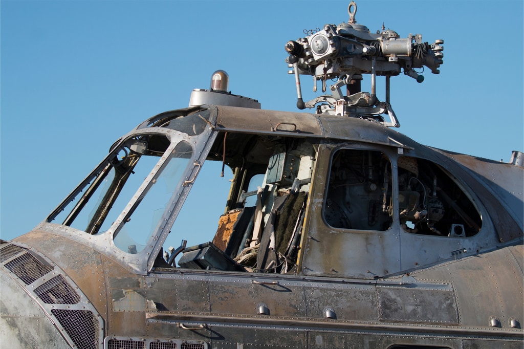 Detail of an old helicopter at Falcon Field near Phoenix, Arizona