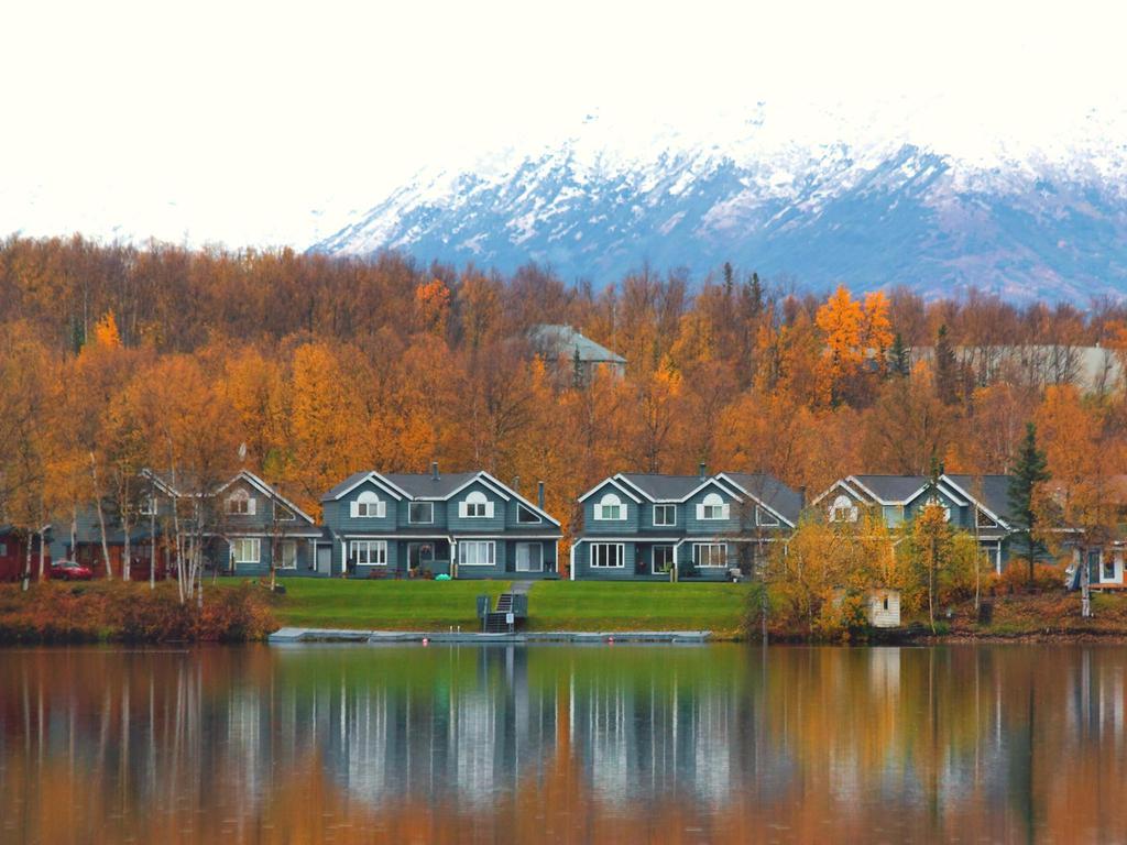 Houses on Shore of the Lake Near Wasilla Beach, Alaska