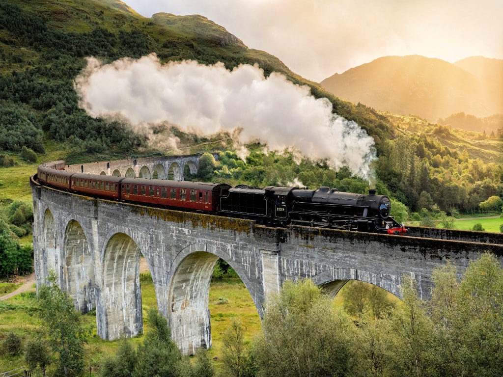 The Jacobite Steam Train on the Glenfinnan Viaduct