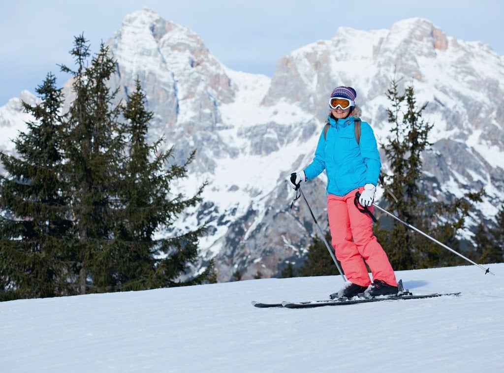 A woman skiing in winter