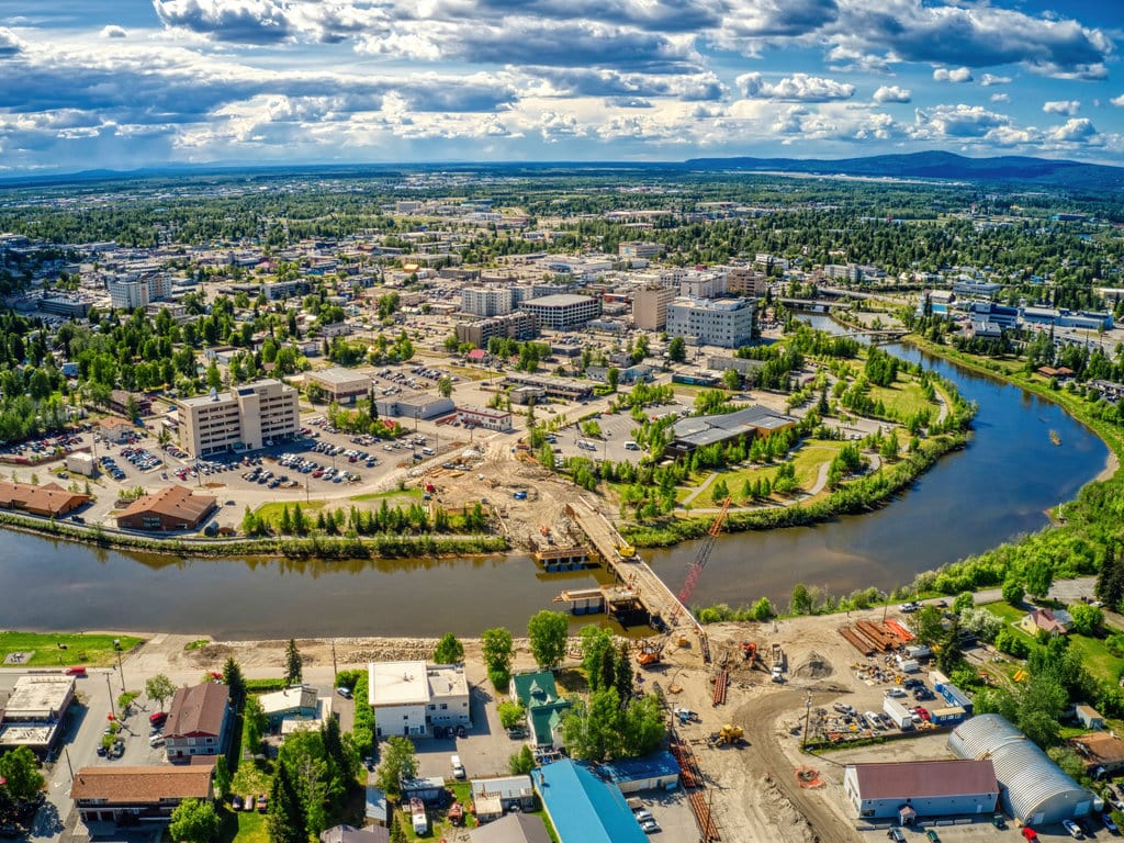 Aerial View of Fairbanks City, Alaska