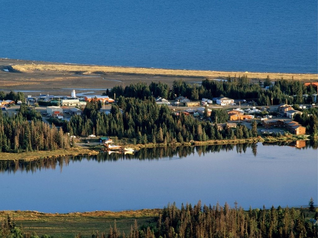 An aerial view of Homer, Alaska