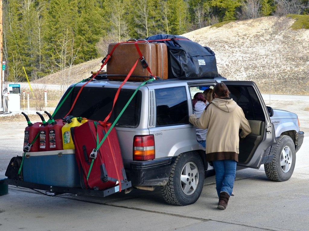 A car loaded with luggage