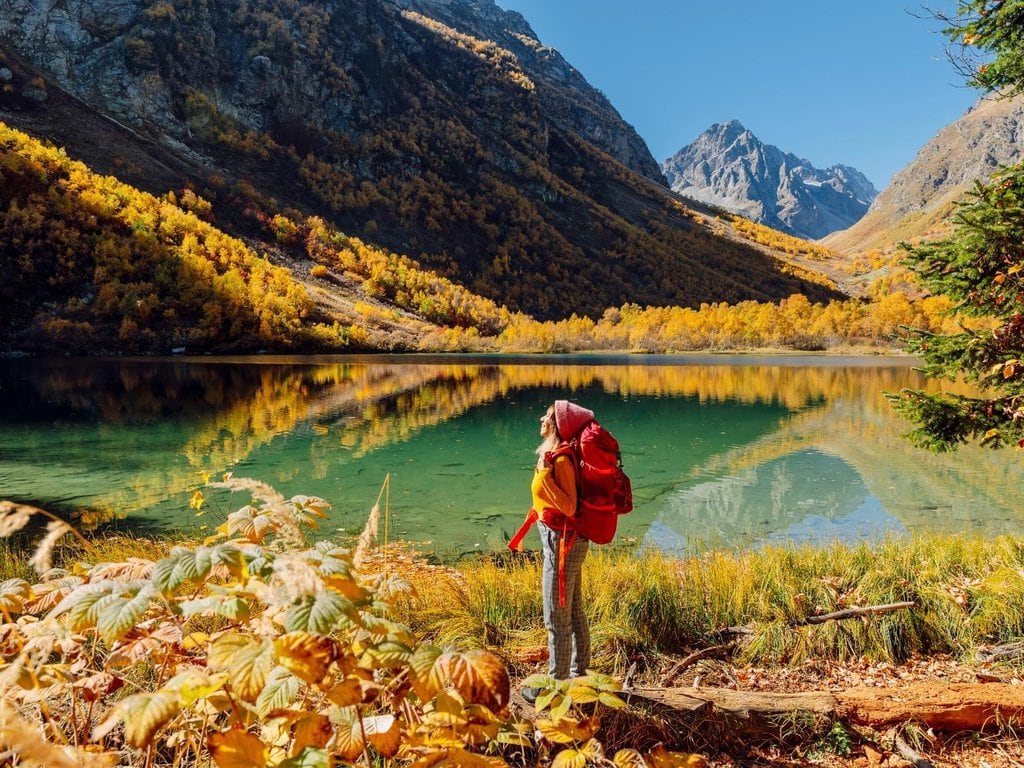 A woman admiring the Alaskan landscape