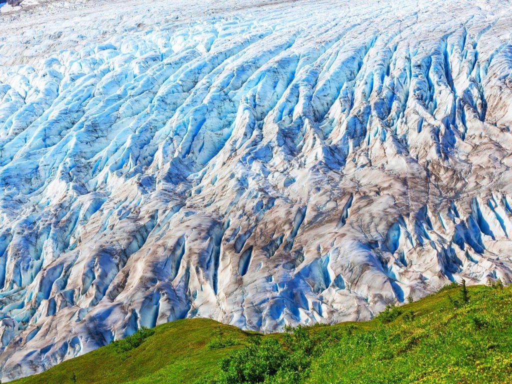 A close-up view of the Exit Glacier in Alaska