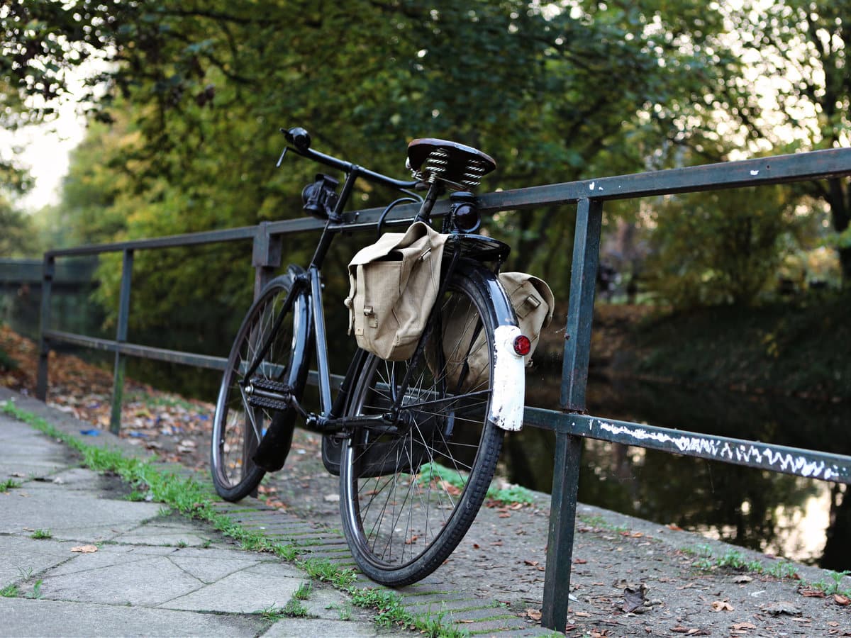 A bicycle parked along the Wandle Trail cycling route