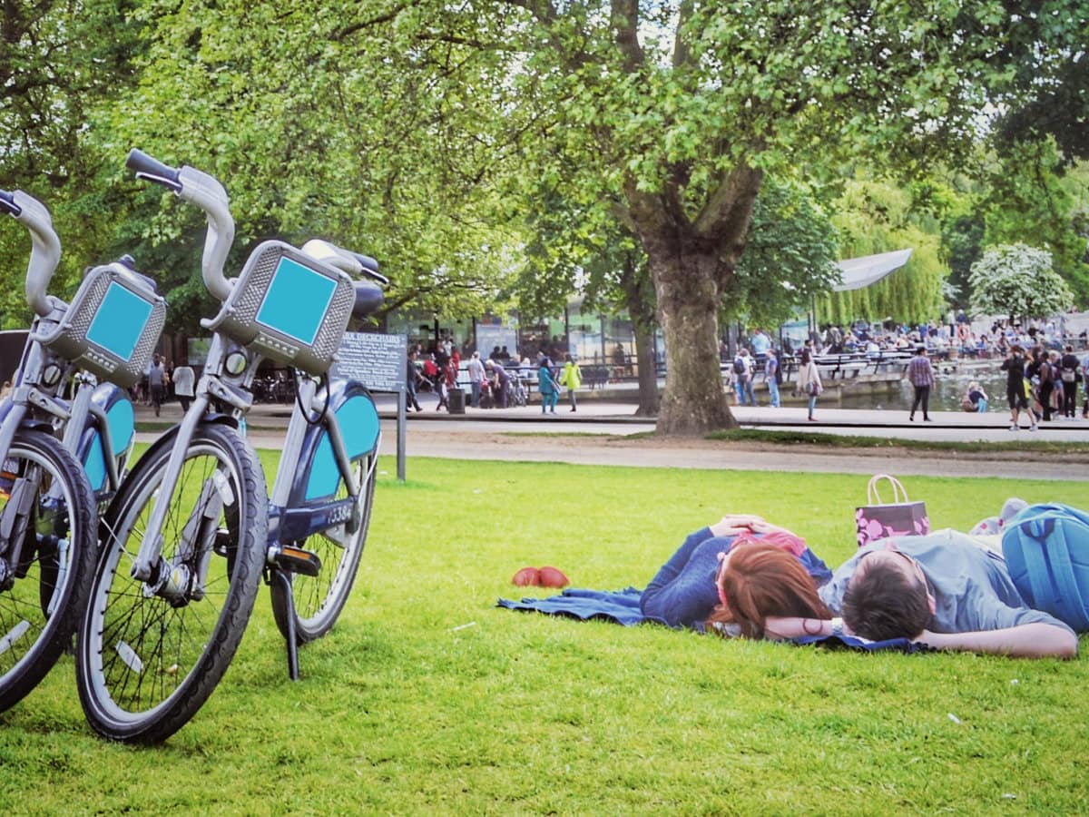 Bikes Parked Along Hyde Park in London