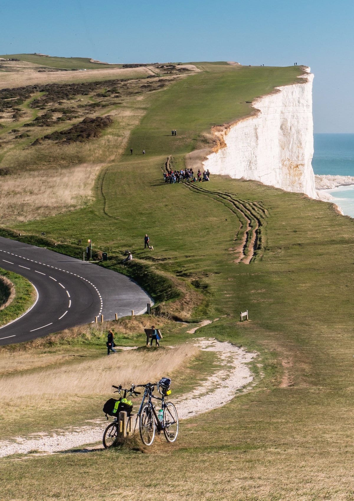 Cyclists along the hills of South Downs