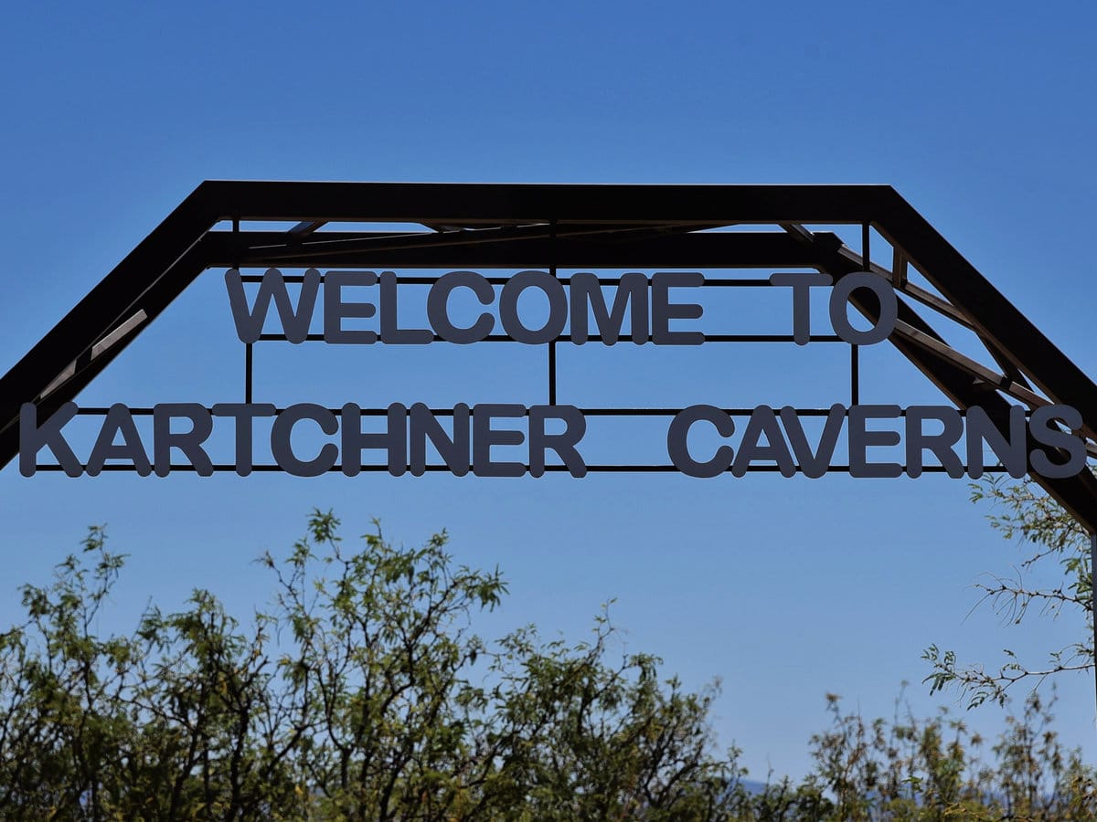 The entrance sign to Kartchner Caverns State Park in Benson, Arizona