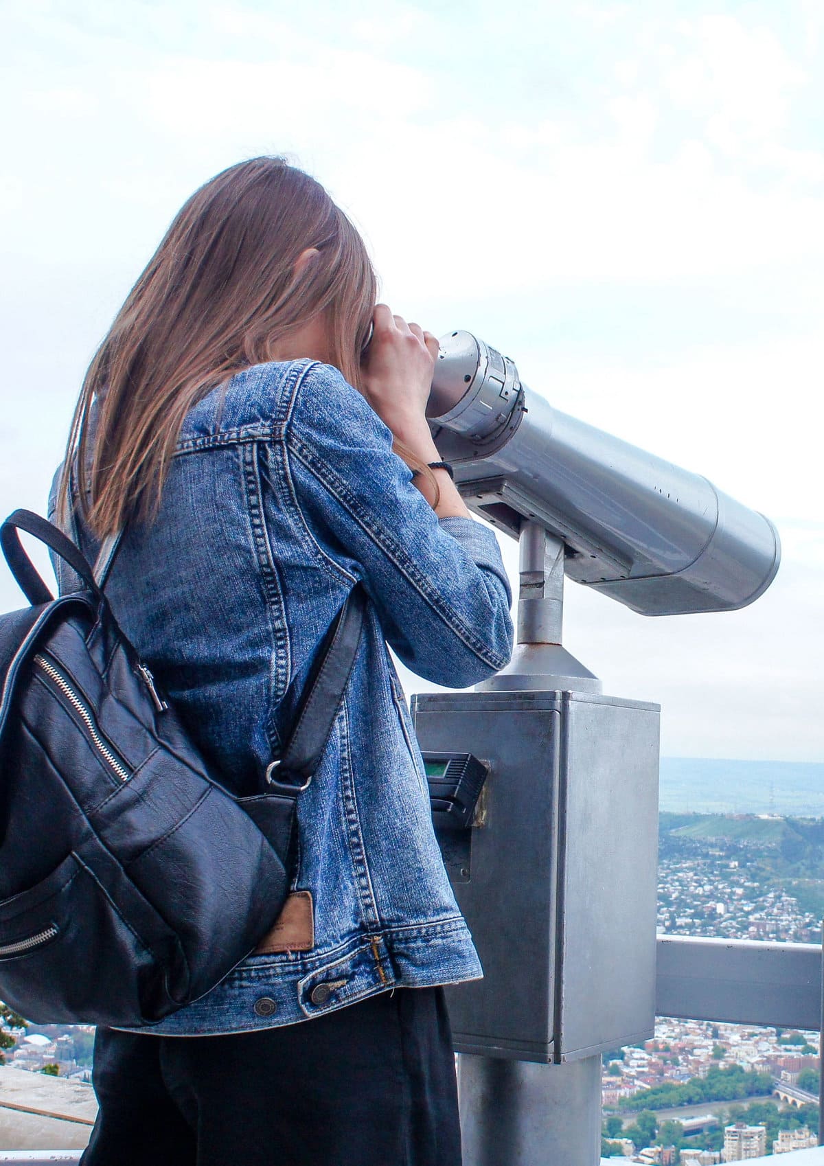 Viewpoint with Telescope at Mtatsminda Park in Tbilisi