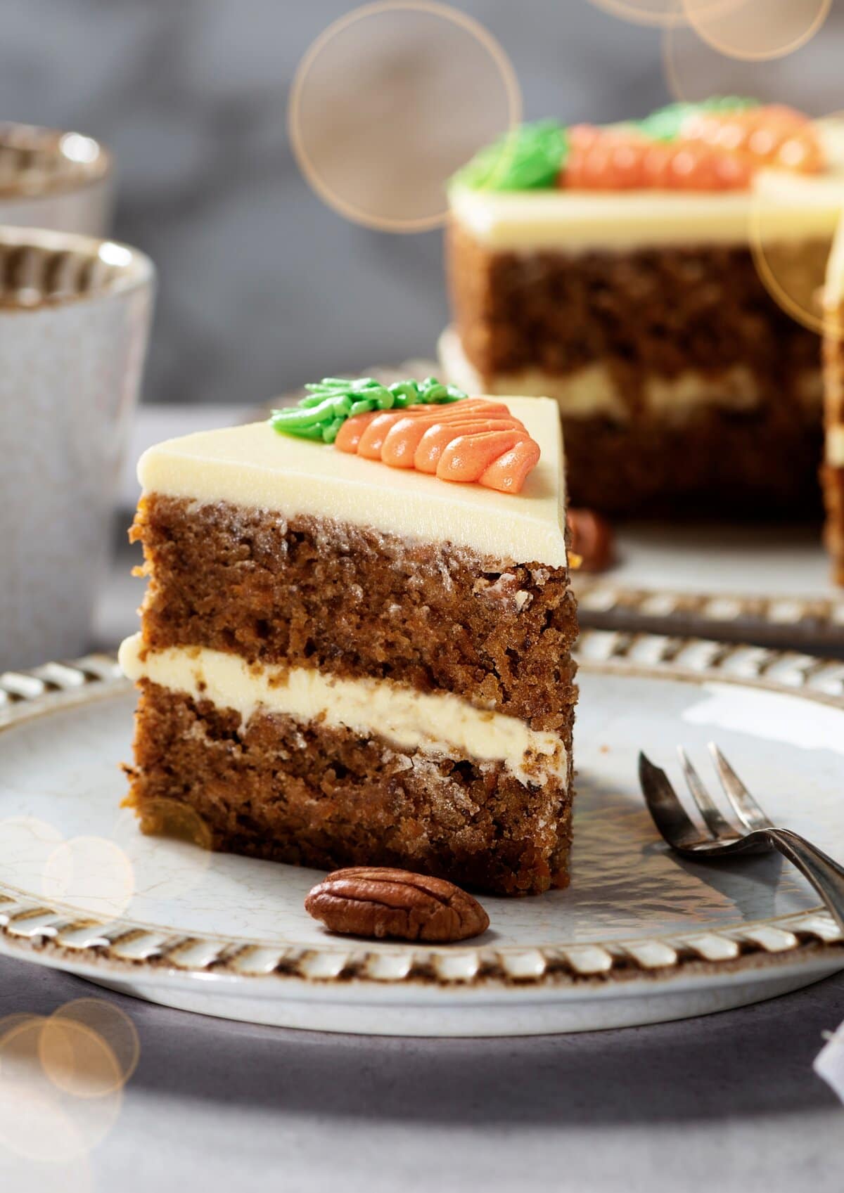 A serving of carrot cake