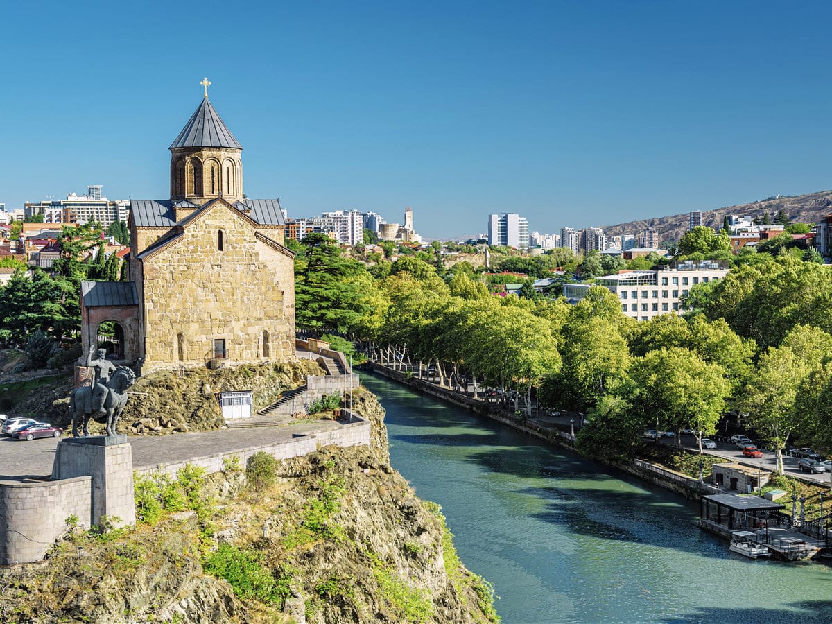 Metekhi Street Virgin Church in Tbilisi, Georgia