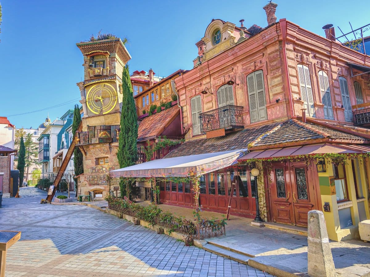 The Leaning Clock Tower in Tbilisi, Georgia