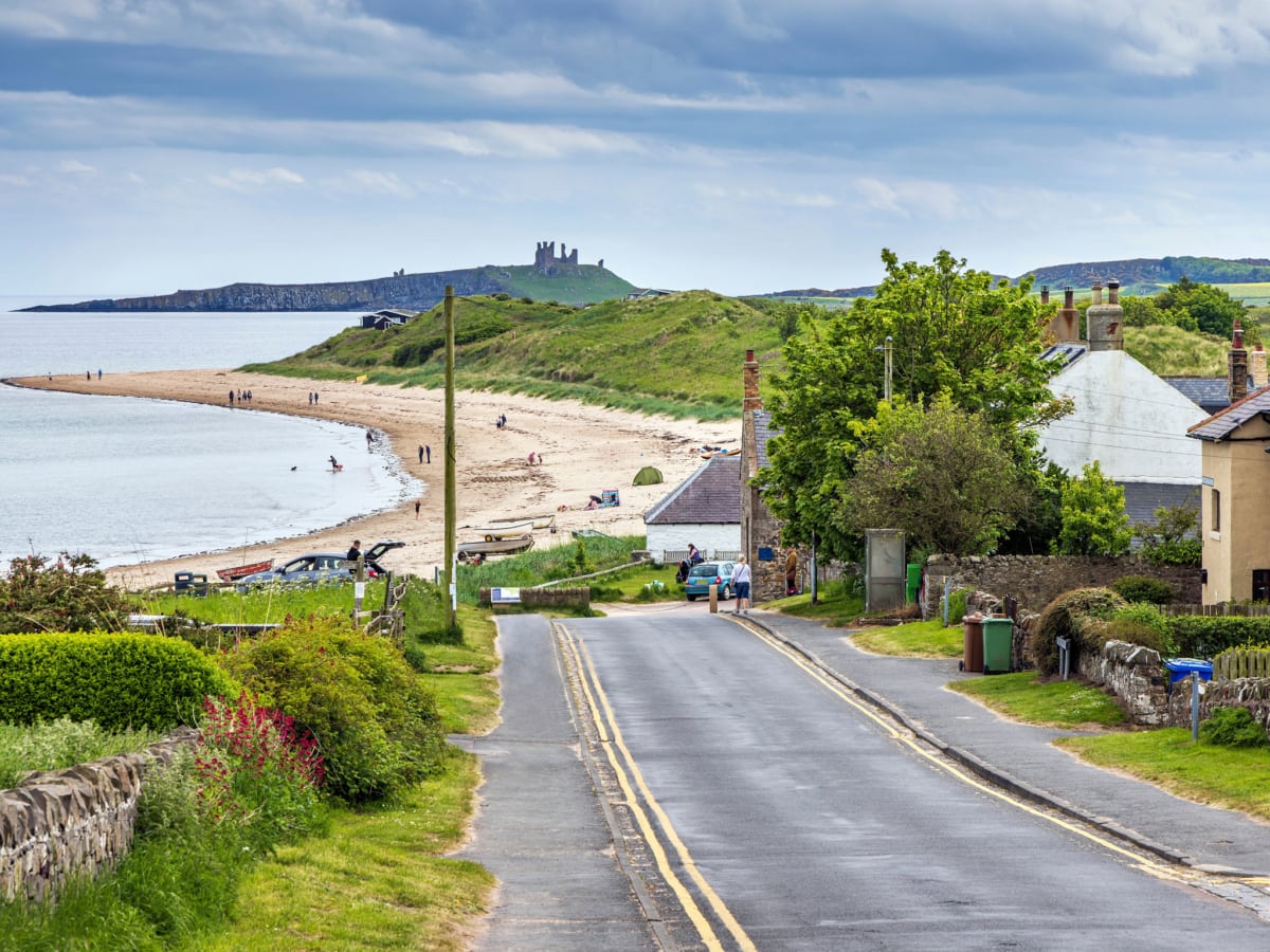 A view from Low Newton-by-the-Sea in Northumberland, with Dunstanburgh Castle in the distance