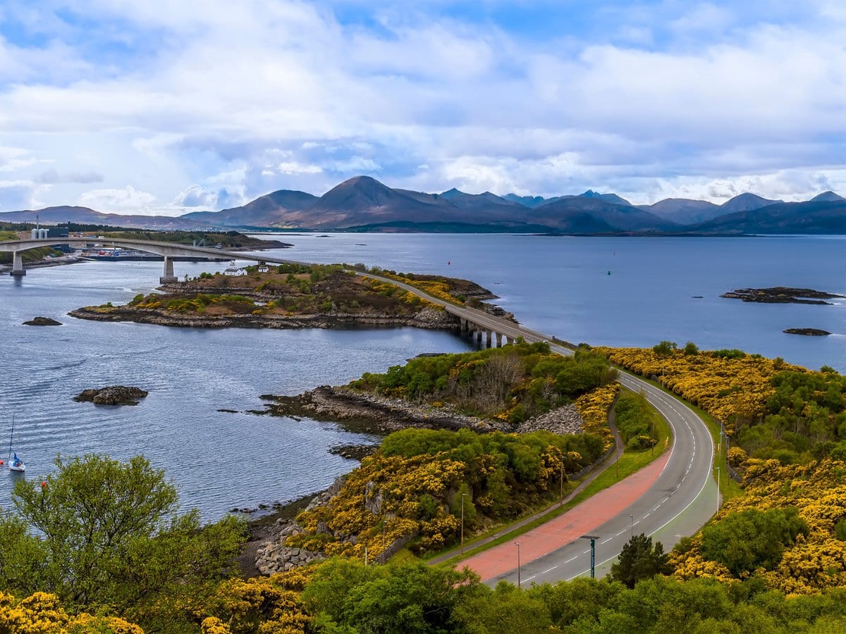 A view of the bridge joining the Island of Skye to mainland Scotland
