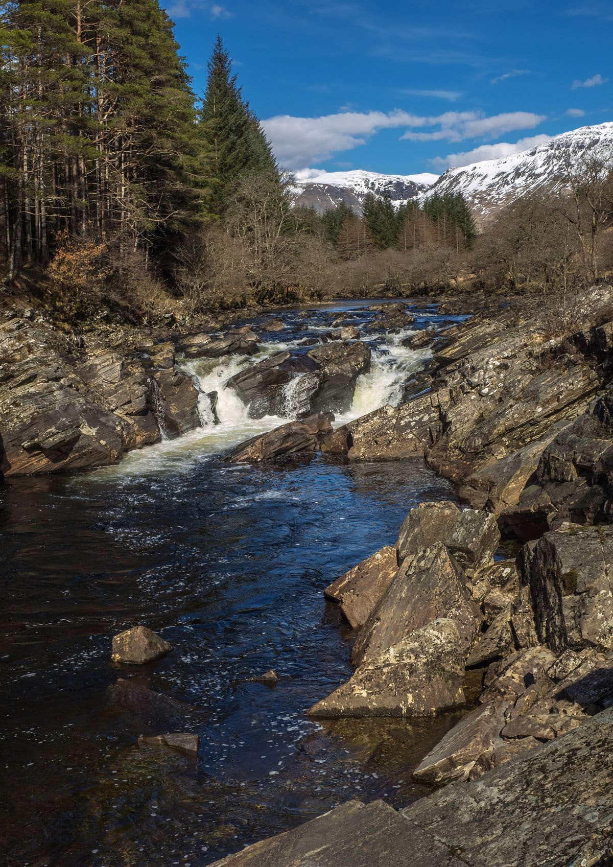Easan Dubha Waterfall in Glen Orchy, Scotland