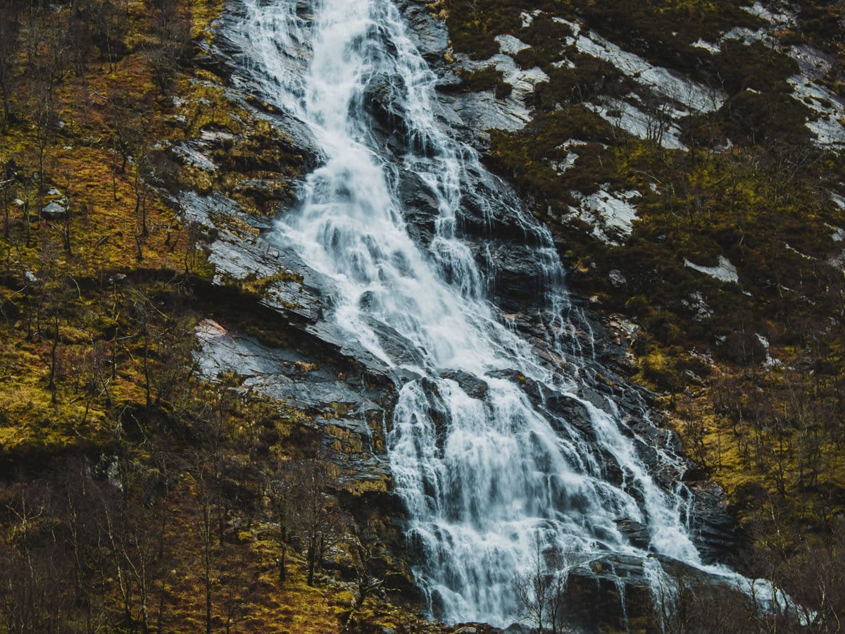Steall Waterfall in Glen Nevis near Fort William, Highland, Scotland