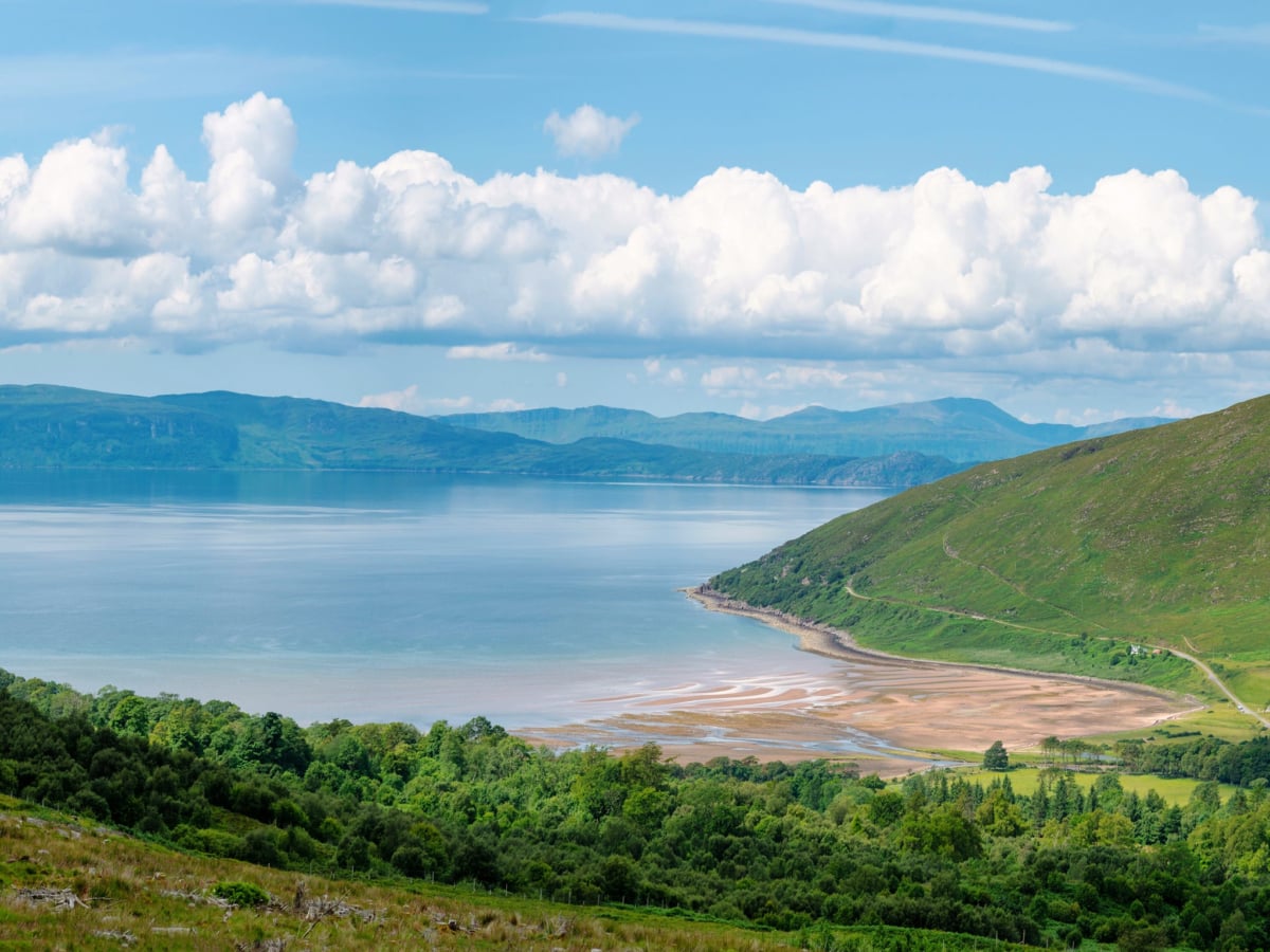 A view of Applecross Bay from the Bealach Na Ba pass in Scotland