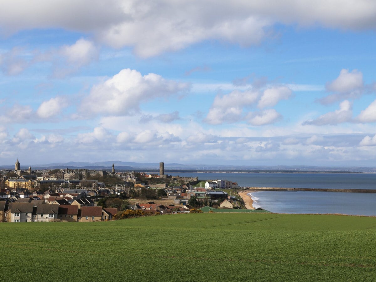 A view of St Andrews on the coast in Fife, Scotland
