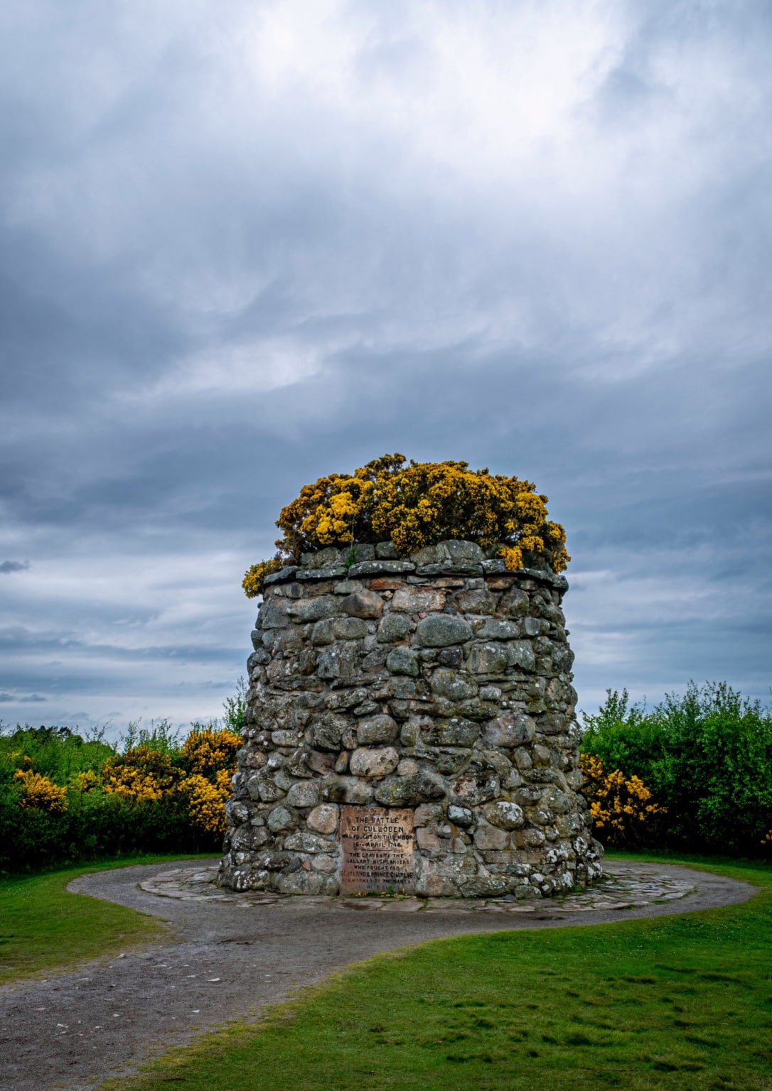 Memorial Cairn at Culloden Battlefield in Inverness, Scotland
