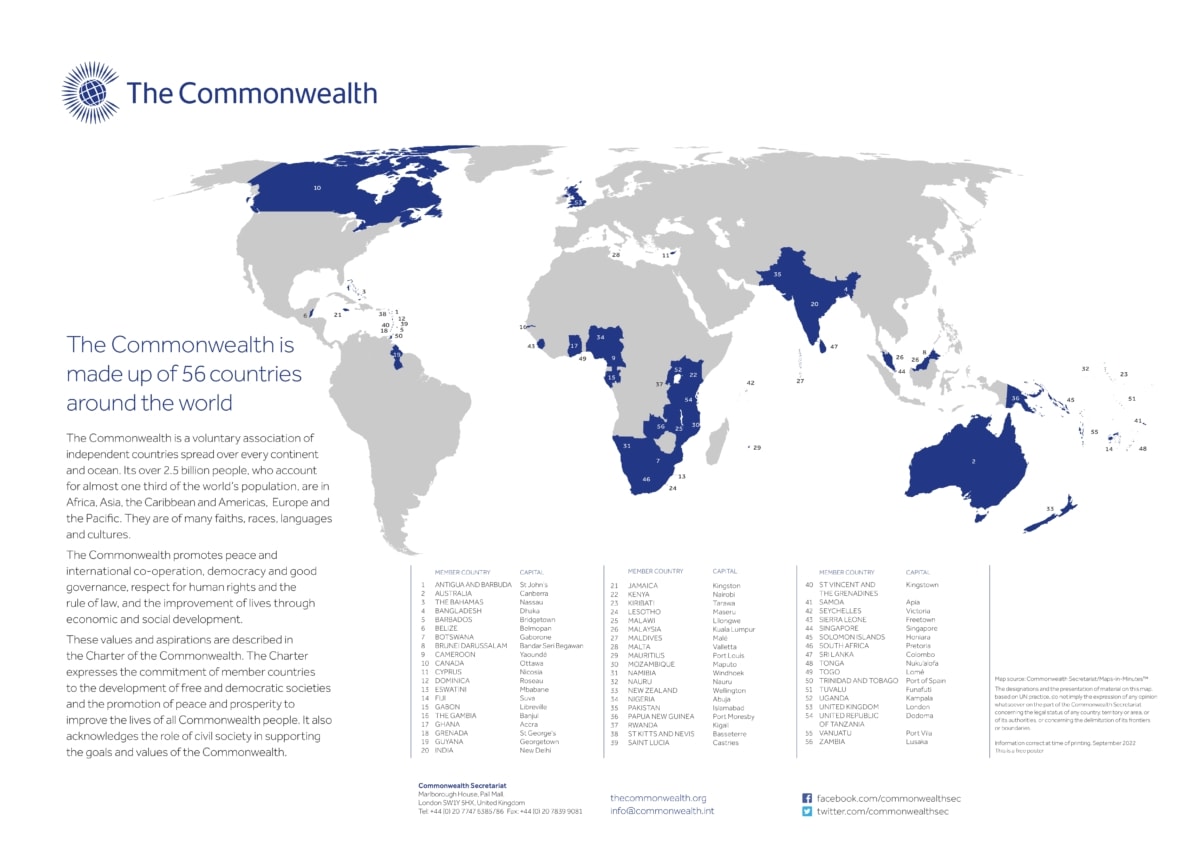 Map of Commonwealth Countries