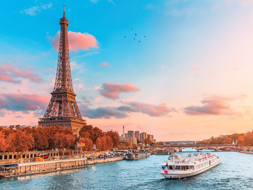 Seine River in Paris Under the Eiffel Tower