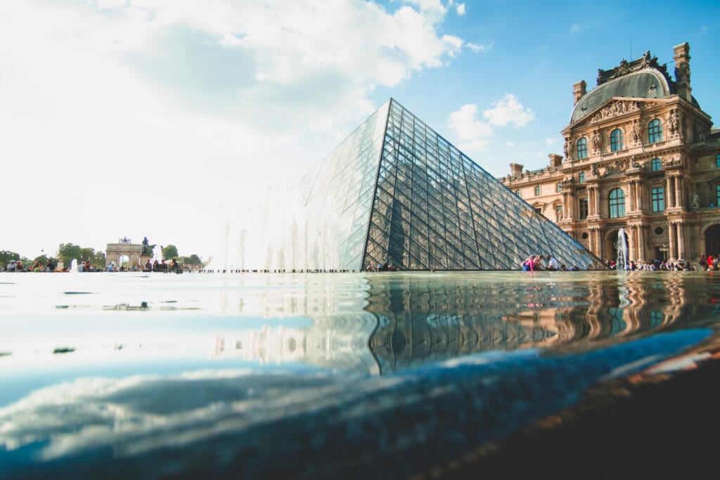 La Pyramide du Louvre in Paris, is the largest museum in the world