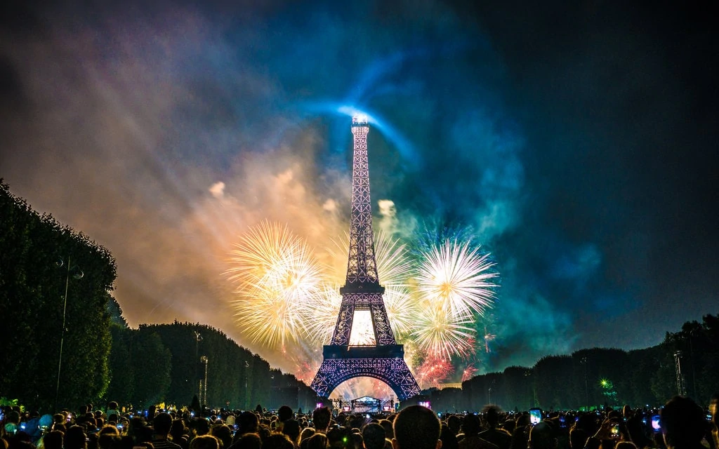 Bastille Day Fireworks at Eiffel Tower in Paris