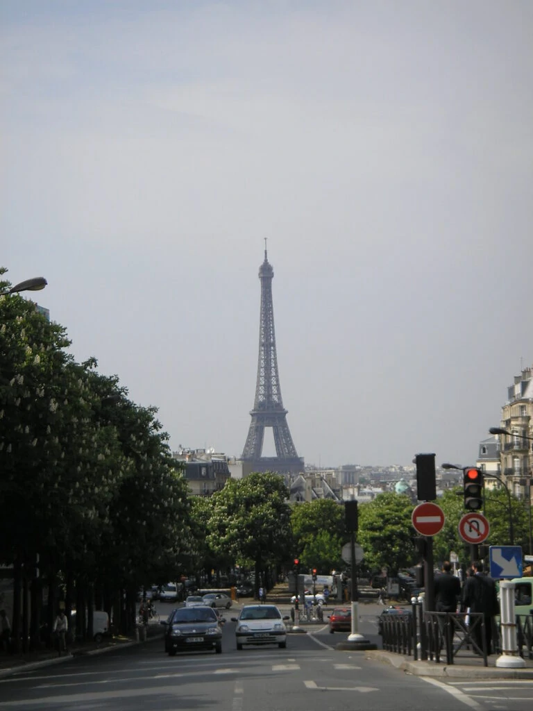 Eiffel Tower view from the Boulevard Pasteur, Paris