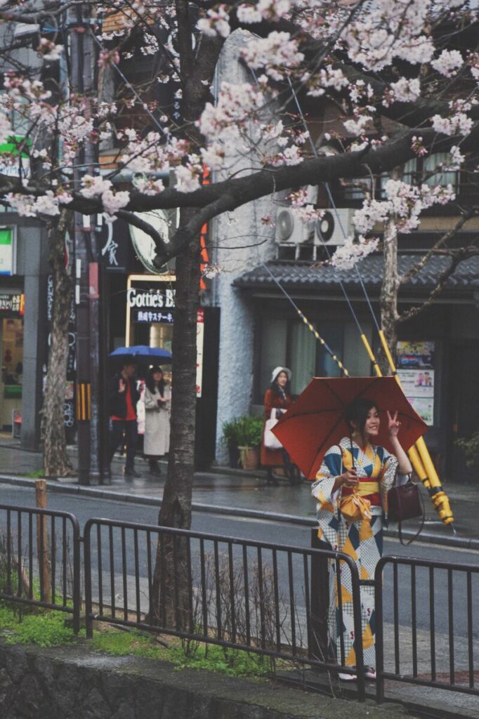 A girl wearing a yukata in Japan