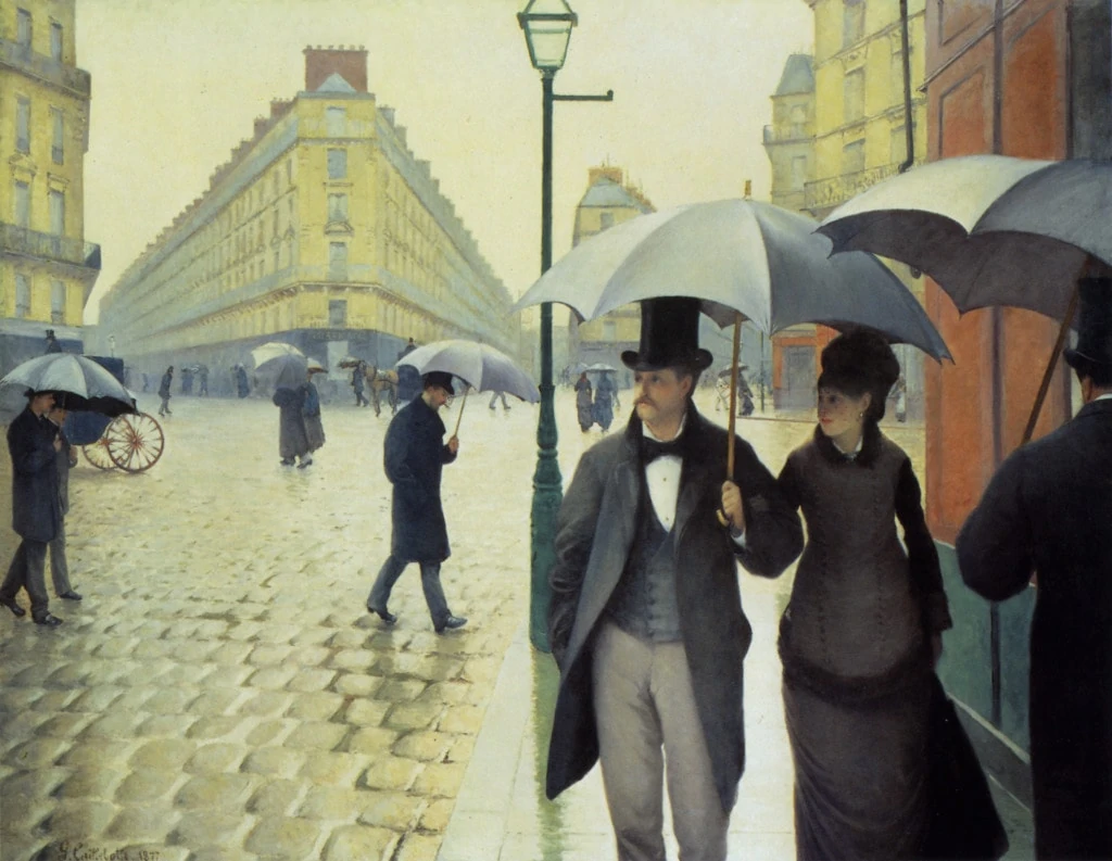 Paris painting: Paris streets under the rain by Gustave Caillebotte in 1877