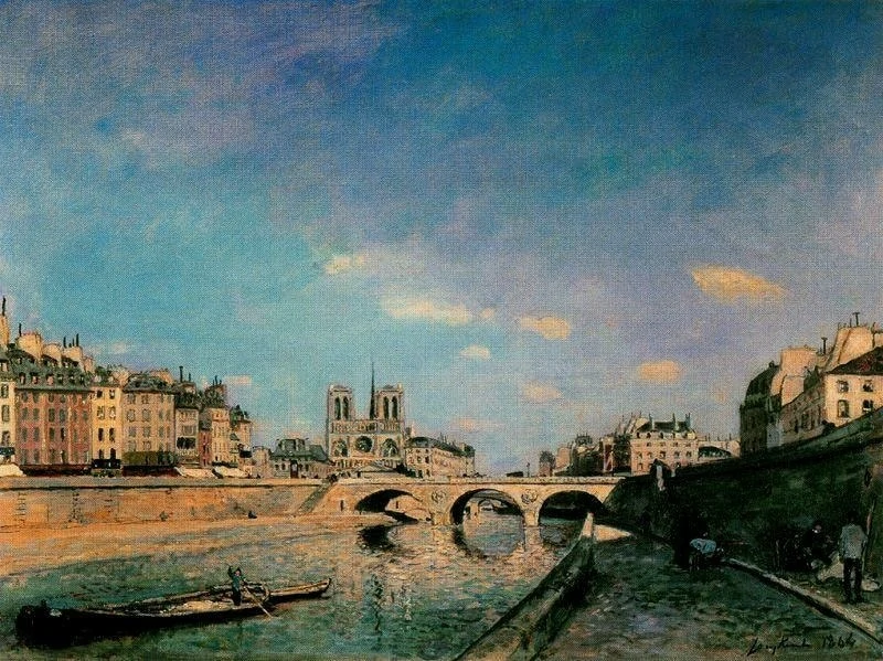 Paris painting - La Seine and Notre-Dame de Paris by Johan Barthold Jongkind in 1864