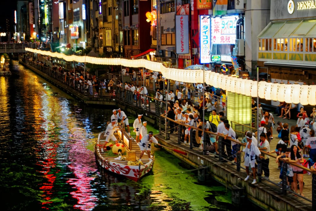 Dondoko Boat on Okawa River during Tenjin Festival in Osaka