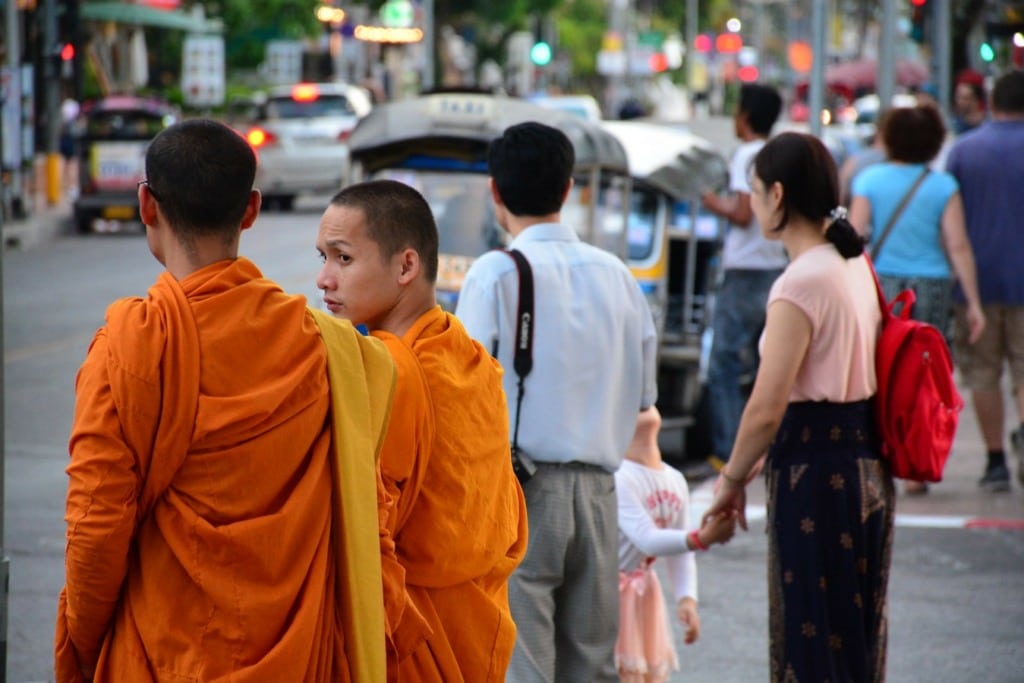 Buddhist on the street in Chiang Mai