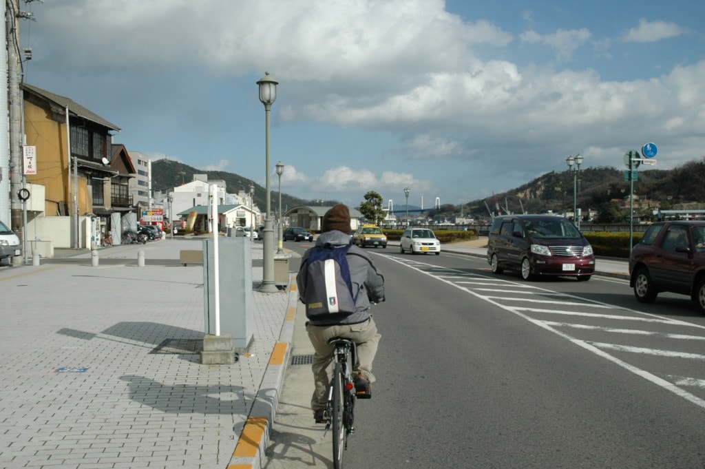 man on a bicycle in Onomichi Hiroshima