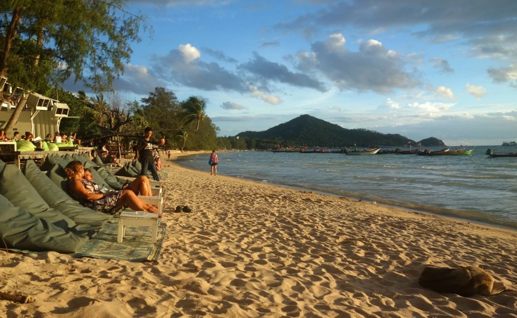 People resting on the Koh Tao island beach in Thailand