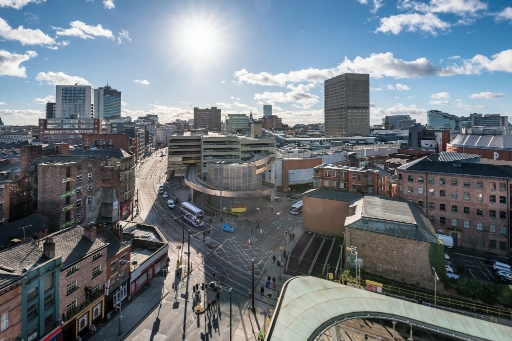 View on Manchester City Centre from above