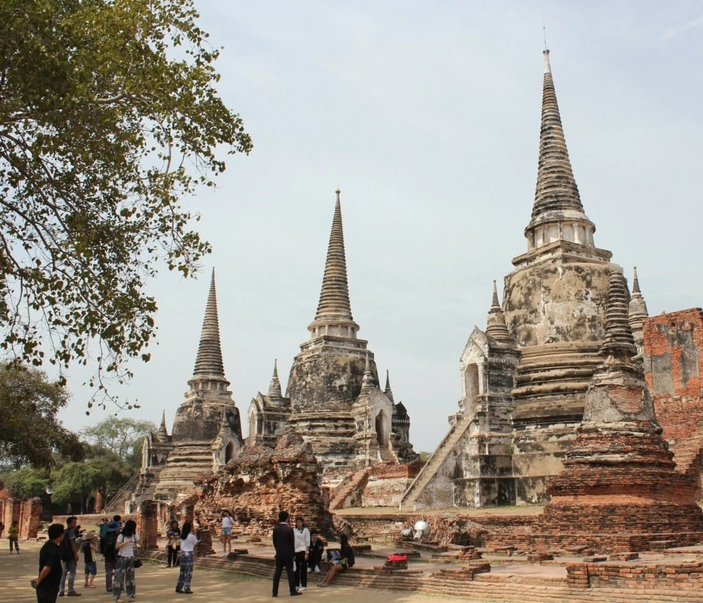 Tourists in Ayutthaya Historical Park