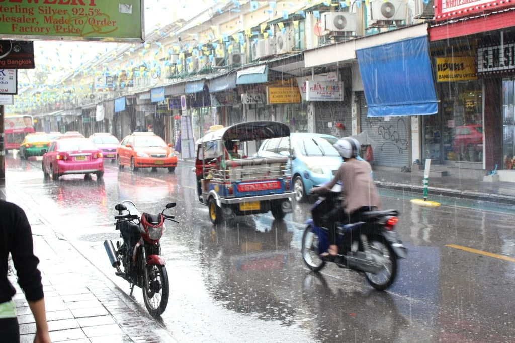 Khao San Road on a Rainy Day in Bangkok